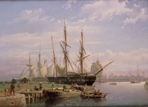 Holenderskie żaglowce na kotwicy w ujściu rzeki autorstwa Johan Adolph Rust