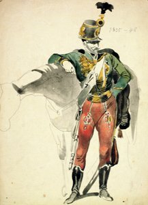 Huzar 9. pułku szwoleżerów w stroju z 1835-48 r.
