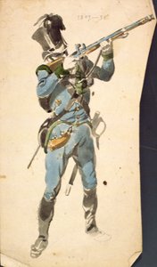 Strzelec austriackich Jaegerów, Prestiżowy Korpus Narodowej Elity, 1835 (akwarela)