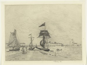Molo w Honfleur autorstwa Johan Barthold Jongkind