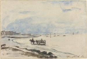 Koszyk na plaży w Etretat autorstwa Johan Barthold Jongkind