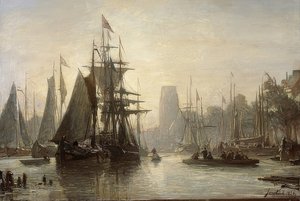 Port w Rotterdamie. 1856 autorstwa Johan Barthold Jongkind