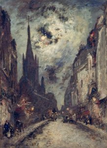 Rue St. Jacques z kościołem św. Séverina w pobliżu Mondsche autorstwa Johan Barthold Jongkind