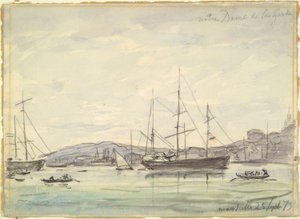Scena portowa, Marsylia autorstwa Johan Barthold Jongkind