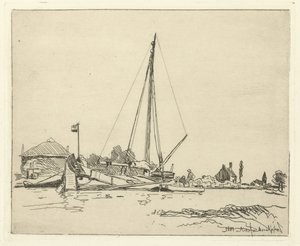 Zadokowany statek Sześć holenderskich twarzy (tytuł serii) autorstwa Johan Barthold Jongkind