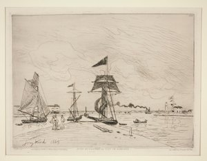 Drewniane molo w porcie Honfleur autorstwa Johan Barthold Jongkind