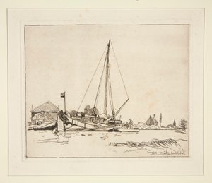 La Barque amarr?e (Łódź zacumowana) autorstwa Johan Barthold Jongkind