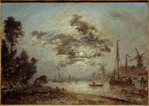 Światło księżyca nad Dordrecht autorstwa Johan Barthold Jongkind