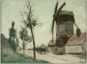 Ulica z wiatrakiem autorstwa Johan Barthold Jongkind