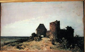 Ruiny zamku w Rozemont (Nievre) 1861 autorstwa Johan Barthold Jongkind