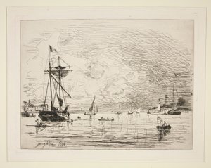 Wyjście z portu Honfleur autorstwa Johan Barthold Jongkind