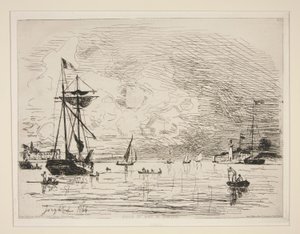 Wyjście z portu Honfleur autorstwa Johan Barthold Jongkind