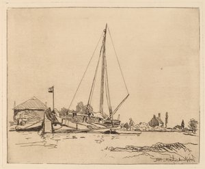 Zacumowana łódź (La Barque amarree) autorstwa Johan Barthold Jongkind