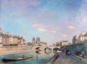 Sekwana i Notre-Dame w Paryżu, 1864.