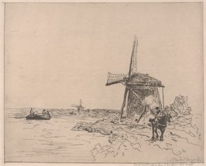 The Towpath, wydrukowane przez Auguste Delâtre (ur. 1822) autorstwa Johan Barthold Jongkind