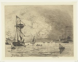 Wyjście z portu Honfleur Sortie du port de Honfleur (tytuł na obiekcie) autorstwa Johan Barthold Jongkind