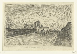 Wyjście ze szpitala Cochin (Faubourg Saint-Jacques, Paryż) Sortie de la Maison Cochin (Faubourg Saint-Jacques) (tytuł na obiekcie) autorstwa Johan Barthold Jongkind