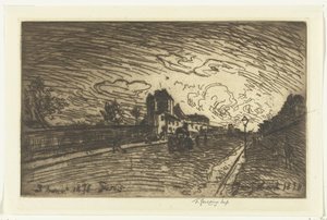 Wyjście ze szpitala Cochin (Faubourg Saint-Jacques, Paryż) autorstwa Johan Barthold Jongkind