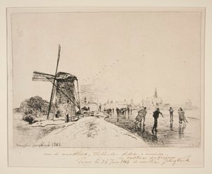 Widok na miasto Maaslins (Holandia) autorstwa Johan Barthold Jongkind