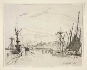 Widok z portu na kolej? Honfleur (Widok na port z linii kolejowej Honfleur) autorstwa Johan Barthold Jongkind