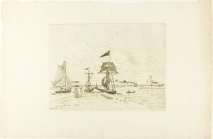 Drewniane molo, port Honfleur autorstwa Johan Barthold Jongkind