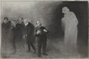 Projekt do ilustracji w De Amsterdammer: Zapomnienie o Schimmel w życzeniu noworocznym den Stadschouwburg, 13 stycznia 1907