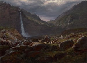 Wodospad Feige (Feigefossen), Lysterfjord, Norwegia autorstwa Johan Christian Dahl