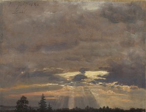 Studium chmur z promieniami słońca autorstwa Johan Christian Dahl