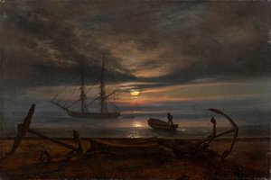 Duńskie wybrzeże w świetle księżyca autorstwa Johan Christian Dahl