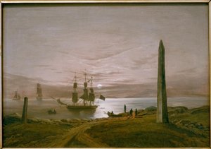 Krajobraz fiordów przy świetle księżyca autorstwa Johan Christian Dahl