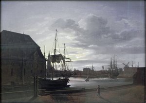 Kanał Frederiksholm w Kopenhadze z browarem Chrystiana IV autorstwa Johan Christian Dahl
