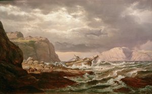 Statek utknął na norweskim wybrzeżu autorstwa Johan Christian Dahl