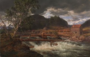 Hellefossen w pobliżu Hokksund autorstwa Johan Christian Dahl