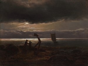 Matka i dziecko nad morzem, 1830. autorstwa Johan Christian Dahl