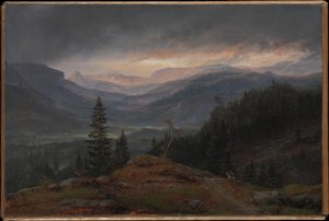 Norweski:  Utsikt over Hallingdal Widok na Hallingdal autorstwa Johan Christian Dahl