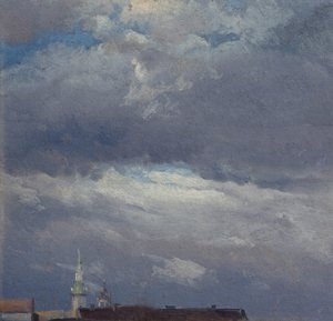 Burzowe chmury nad wieżą zamkową w Dreźnie autorstwa Johan Christian Dahl
