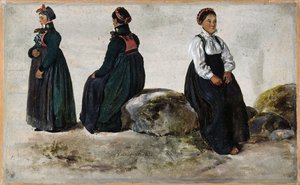 Badania kobiecych kostiumów z Luster w Sogn autorstwa Johan Christian Dahl