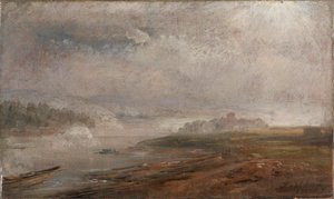 Łaba w mglisty poranek autorstwa Johan Christian Dahl