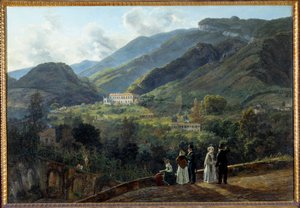 Kasyno Reale de Quisiana w Castellammare z dworem Danii. Obraz Johana Dahla (1788-1857) autorstwa Johan Christian Dahl