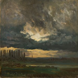 Burzowe niebo nad topolami nad Łabą autorstwa Johan Christian Dahl