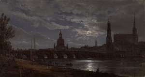 Widok na Drezno w świetle księżyca autorstwa Johan Christian Dahl