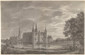 Widok na zamek Frederiksborg od północnego wschodu autorstwa Johan Christian Dahl