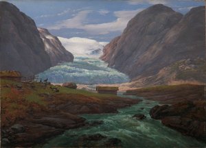 Widok na Nigardsbreen w Jostedalen autorstwa Johan Christian Dahl