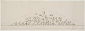 Projekt frontonu, symbolizujący dobrobyt, z putti autorstwa Johan Christoph Petzold