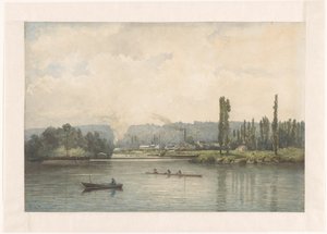 Widok na Port-Marly na Sekwanie z myjnią autorstwa Johan Conrad Greive (signed by artist)