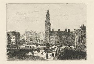 Widok na Muntplein w Amsterdamie