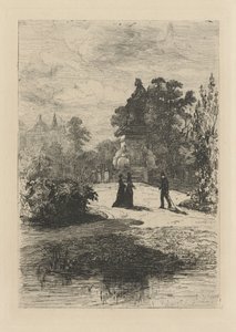 Widok posągu Vondel w Vondelpark