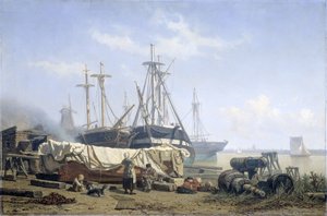 Przerwa południowa w stoczni na Maas autorstwa Johan Conrad Greive