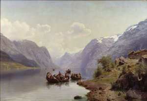 Eskorta dla nowożeńców na fiordzie Hardanger, 1865