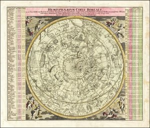 Mapa nieba półkuli północnej z 1730 r. autorstwa Johan Gabriel Doppelmayr